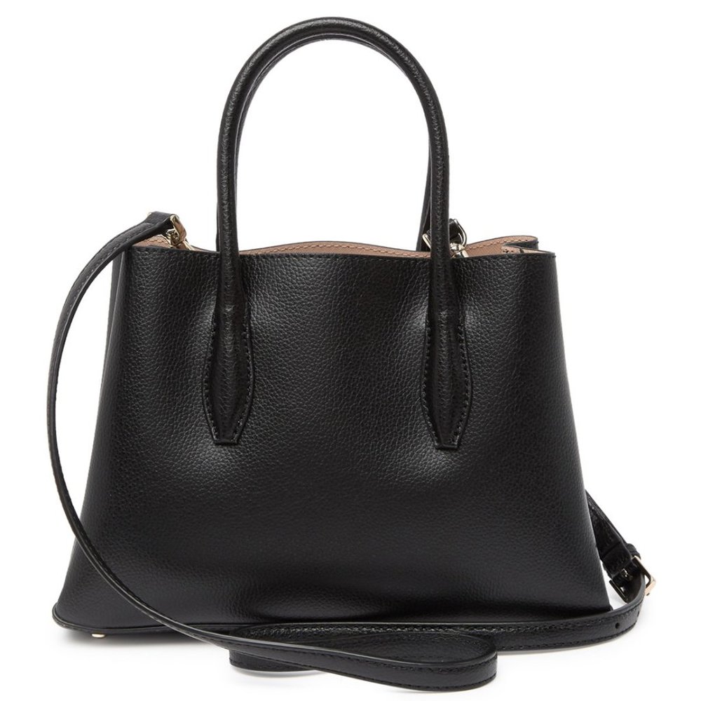 Kate Spade Eva Small Leather Satchel Handbag Black w/ Silver Hardware - Picture 3 of 5